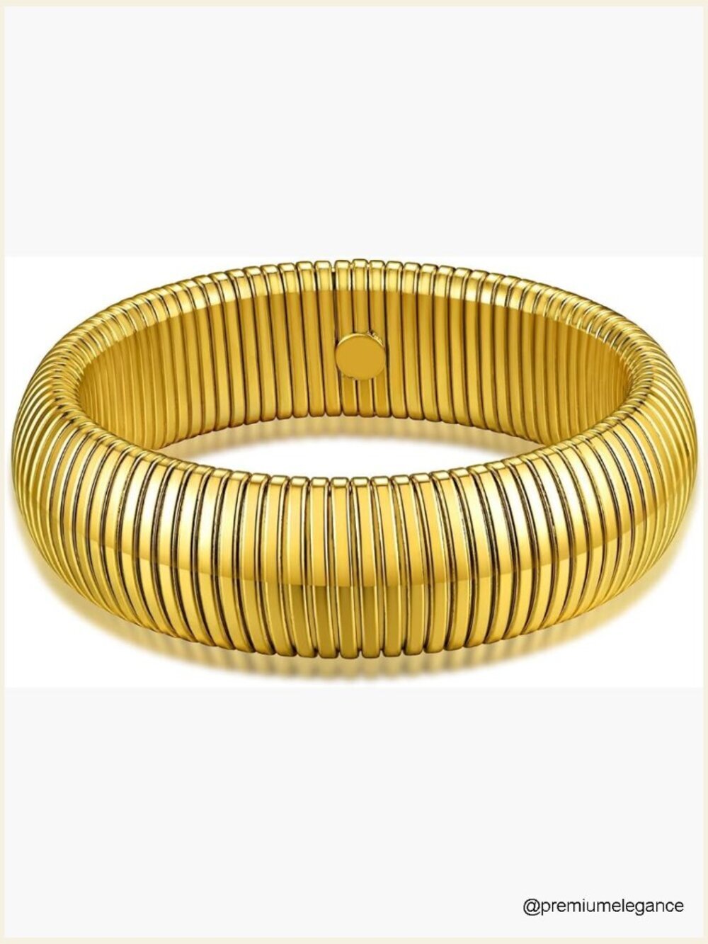 Stainless Steel Stretch Bangle Bracelet, Flexible Wide Link Chain Gold
